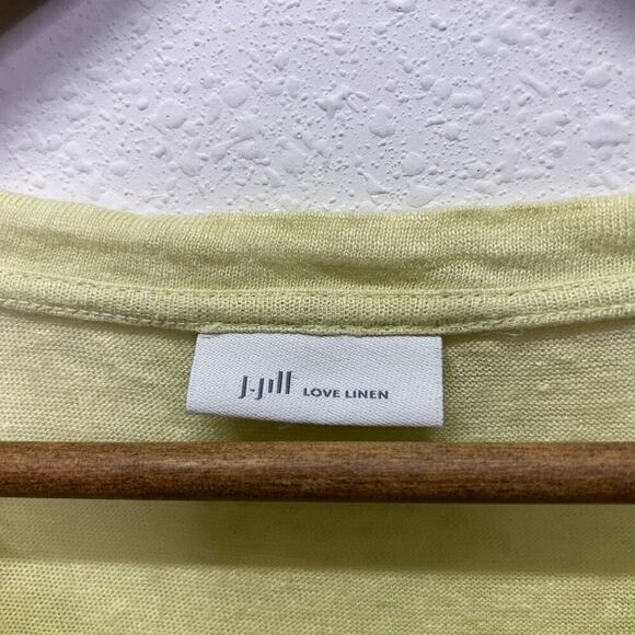 J. Jill Yellow Crew Neck Short Sleeve Tie Front Love Linen Top Women's Size XL - Picture 6 of 12
